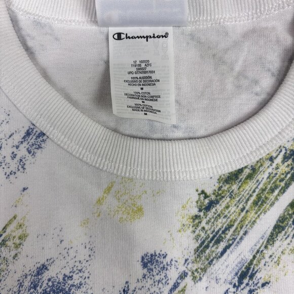 Champion Heritage Heavyweight Cotton T-Shirt With Blue & Yellow Brushstroke M. - Picture 6 of 10